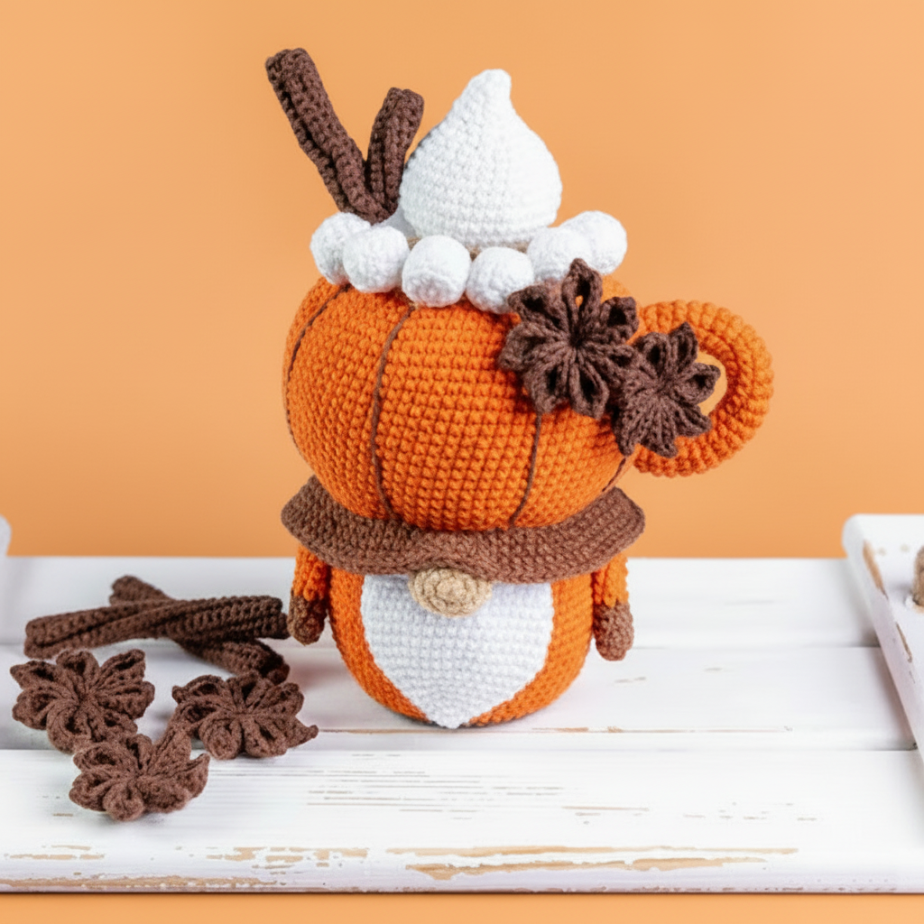 Gnome Pumpkin Spice Latte Crochet Pattern and Tutorial Videos
