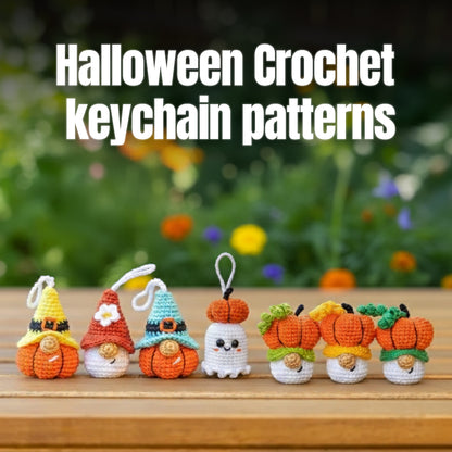 Halloween Crochet keychain Patterns with Tutorial Videos Bundle