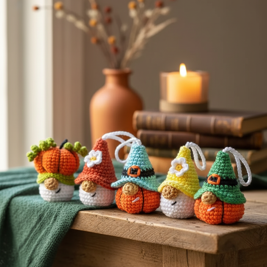 Keychain small gnome pumpkin